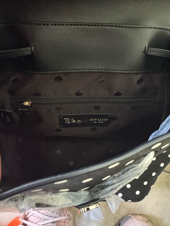 kate spade Black and White Polka Dot Backpack with Red Bow Accent